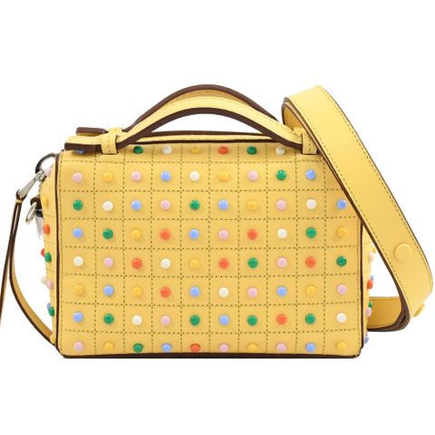 TODS Diodon Mini 繽紛豆豆裝飾小牛皮兩用河豚包.淺黃