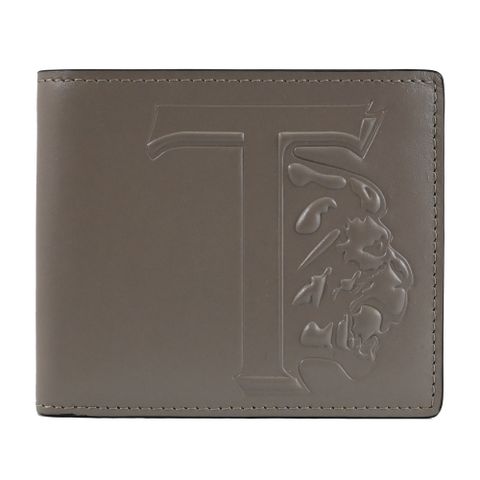 TODS 品牌LOGO烙印小牛皮對開八卡短夾.灰