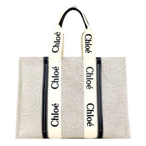 Chloé Woody tote bag帆布托特包(大號/海軍藍)