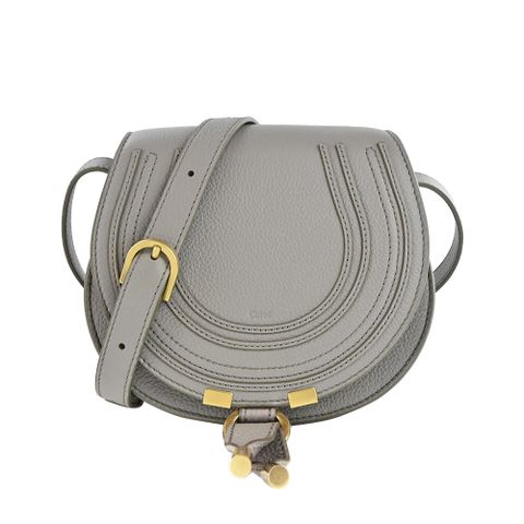 CHLOE Marcie 粒面牛皮翻蓋小號斜背包(灰色)