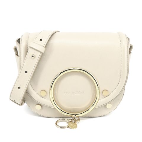 SEE BY CHLOE MARA 粒面牛皮翻蓋斜背包(米白)