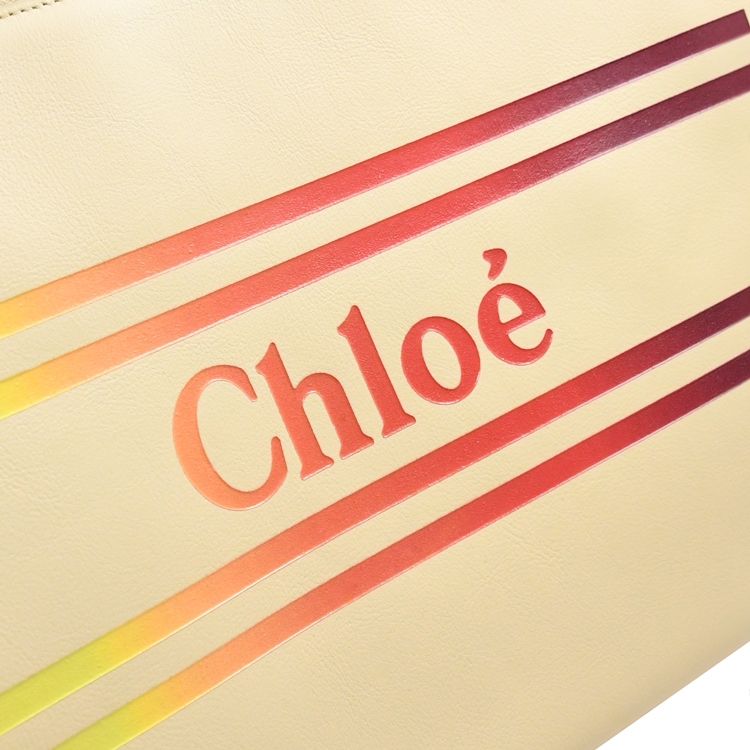 CHLOE 克羅埃  漸層燙印LOGO小牛皮大手拿包.米