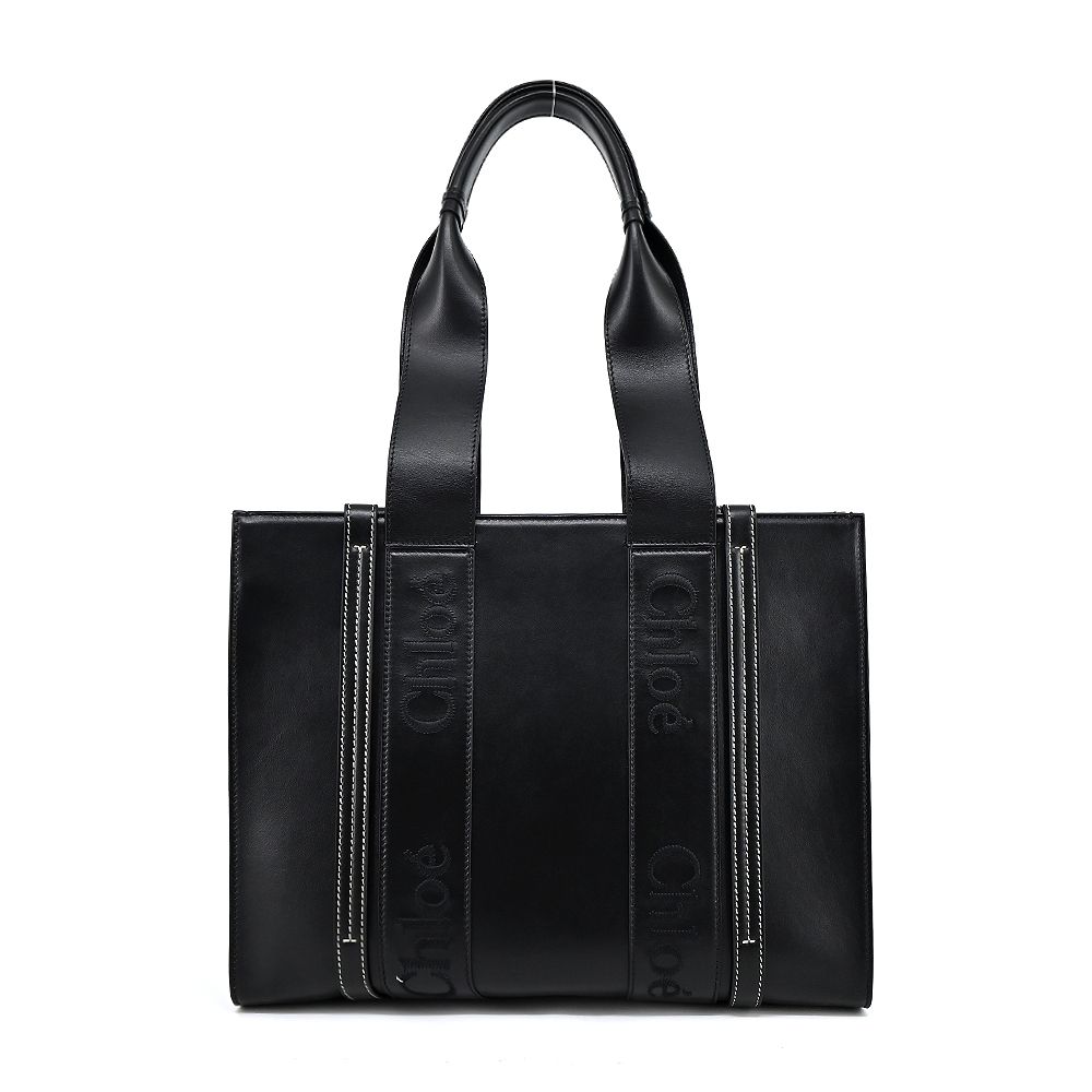 CHLOE 蔻依Woody tote bag 新款皮革托特包(中號/黑色) - PChome