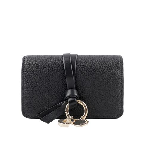 CHLOE Alphabet C Logo 牛皮對開釦式卡片/名片夾(黑色) CHC21WP015F57 001