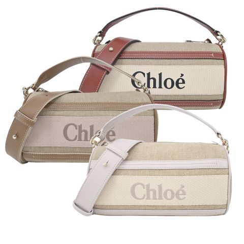 CHLOE 克羅埃 Woody TUBE SHOULDER BAG帆布兩用圓筒包(任選)