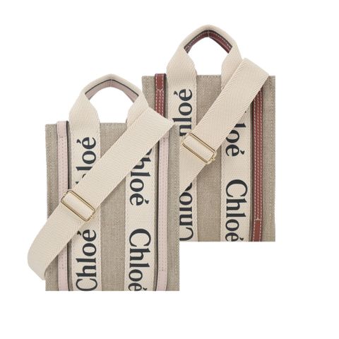 Chloe Woody  North South tote bag帆布迷你兩用包(任選)