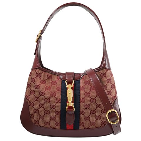 GUCCI 636706 Jackie 1961 經典緹花拼接兩用包.深紅