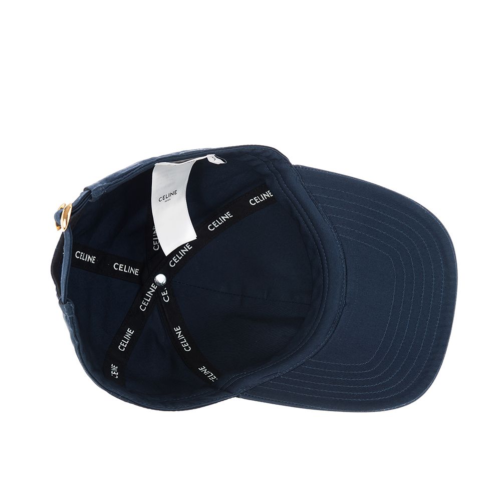 CELINE  新款LOGO棉質刺繡字母棒球帽 (海藍色/M)
