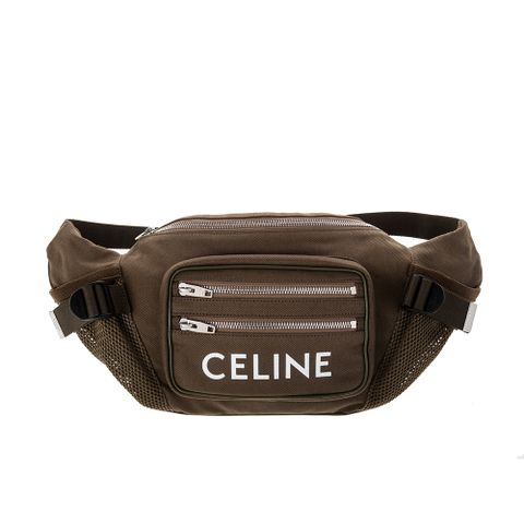 CELINE 新款印花棉質GABARDINE混紡TREKKING拉鍊腰包 (卡其)