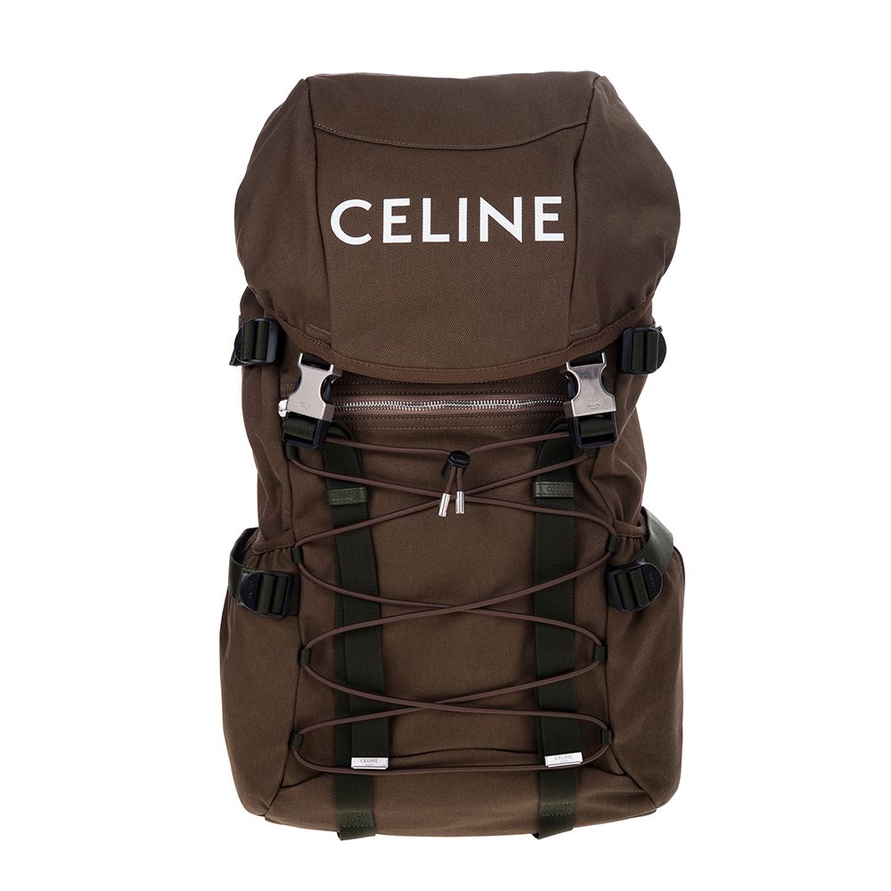 CELINE  新款印花棉質華達呢登山背包 (卡其色)