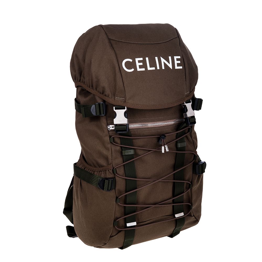 CELINE  新款印花棉質華達呢登山背包 (卡其色)