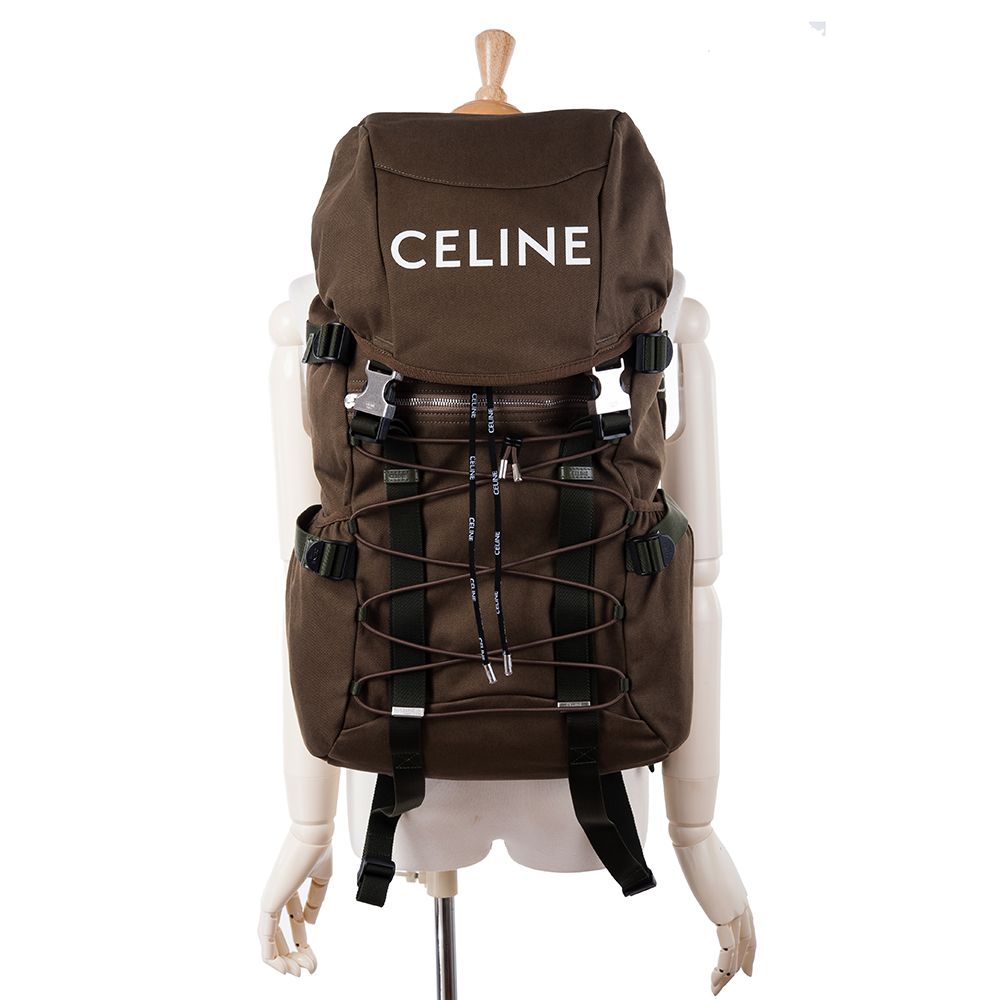 CELINE  新款印花棉質華達呢登山背包 (卡其色)