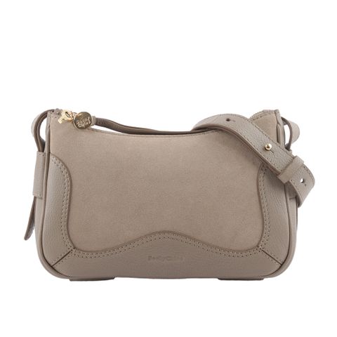 SEE BY CHLOE HANA HOBO 牛皮拼麂皮迷你肩背/斜背二用包(灰色) CHS23SSB9841723W