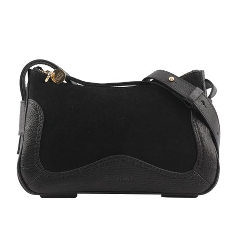 SEE BY CHLOE HANA HOBO 牛皮拼麂皮迷你肩背/斜背二用包(黑色) CHS23SSB98417001