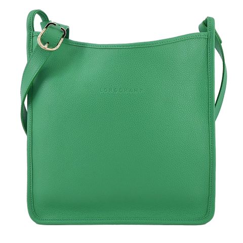 LONGCHAMP LE FOULONNÉ系列牛皮直式斜背包(大/草綠)