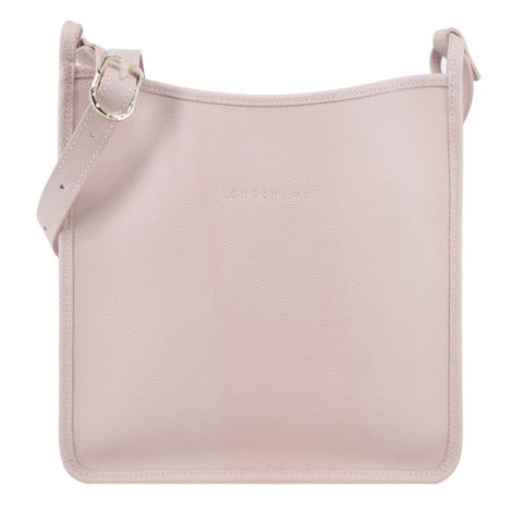 LONGCHAMP LE FOULONNÉ系列牛皮直式斜背包(大/裸粉)