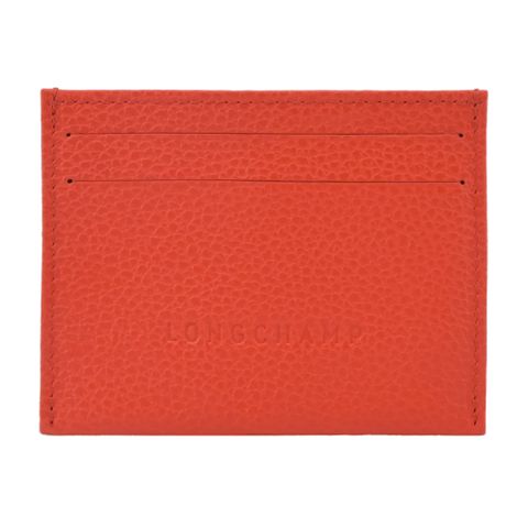 LONGCHAMP LE FOULONNÉ系列壓紋牛皮名片夾(紅椒)