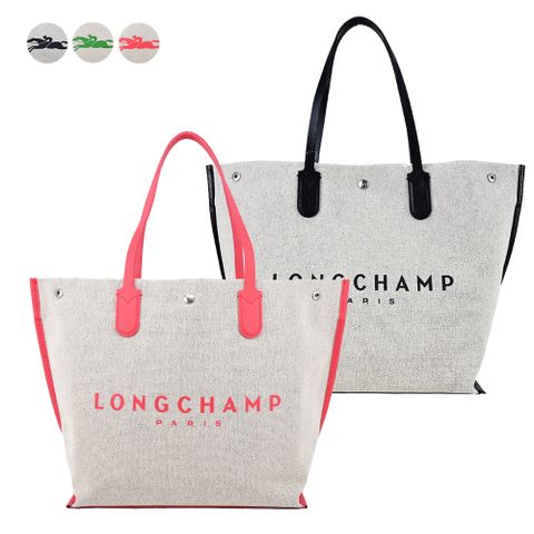 Longchamp ESSENTIAL系列帆布LOGO字母托特包(大/多色選)