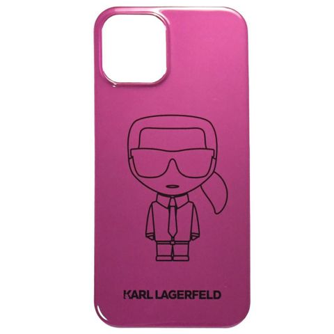 KARL LAGERFELD 老佛爺公仔 Iphone 12 6.1吋手機殼.紫紅