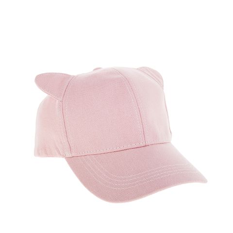 KARL LAGERFELD 新款帽沿刺繡貓耳造型棉質棒球帽 (粉色)