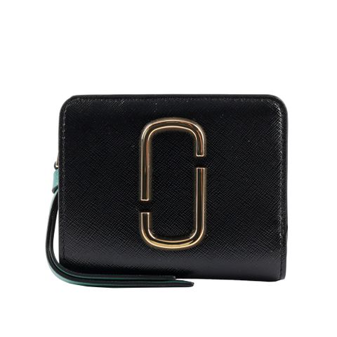 MARC  JACOBS THE SNAPSHOT防刮牛皮撞色短夾(黑色/蜂蜜黃) M0013360 012