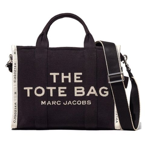 MARC JACOBS JACQUARD SMALL TOTE字母刺繡滾邊帆布兩用托特包-小/黑