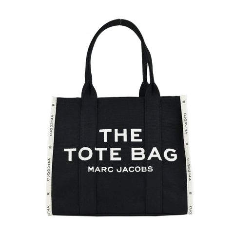 MARC JACOBS MJ 字母印花滾邊帆布托特包-大/黑