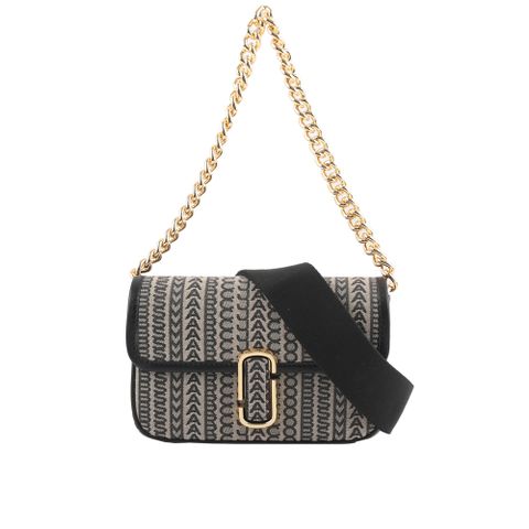 MARC JACOBS THE MONOGRAM J MARC 滿版標誌翻蓋二用包(黑色/深米色) H955M06PF22 261