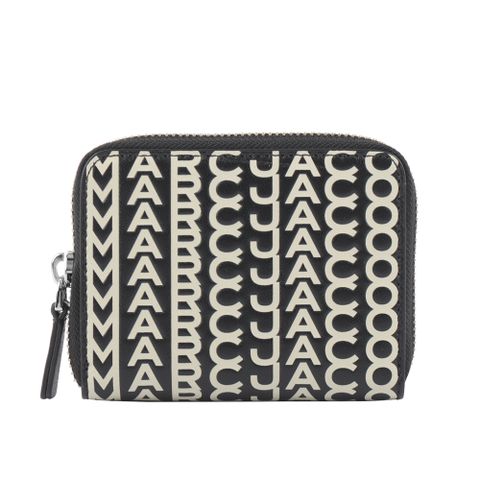 MARC JACOBS THE MONOGRAM 小羊皮滿版形拉鍊卡夾/零錢包(黑色/白色) S150L03FA22 005