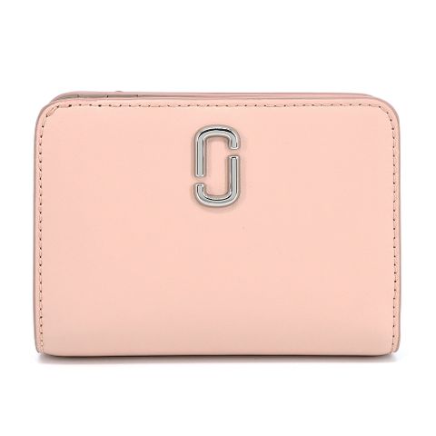 MARC JACOBS THE J MARC 皮革拉鍊對開短夾-粉