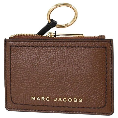 MARC JACOBS 馬克賈伯 浮雕LOGO證件鑰匙零錢包.咖