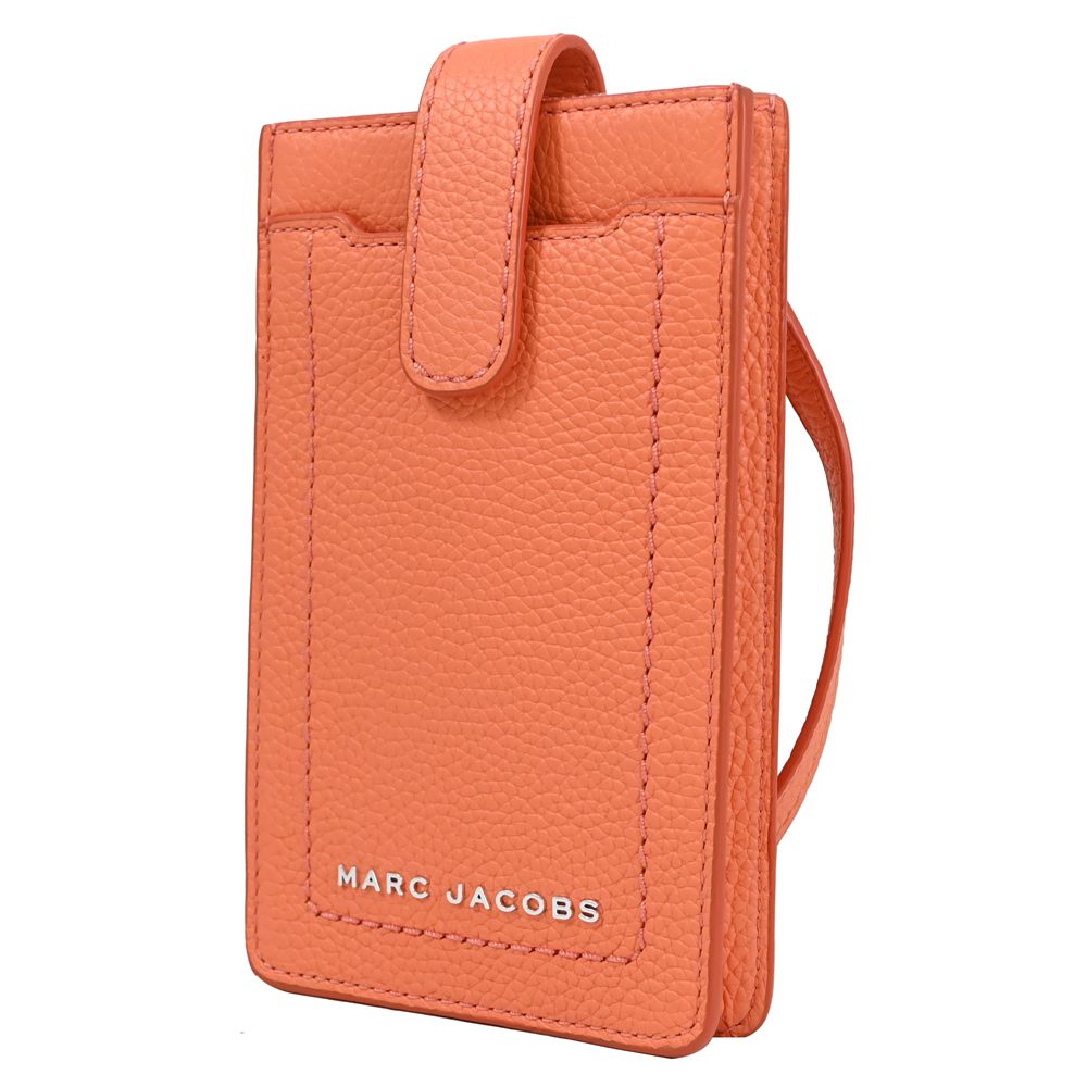 MARC JACOBS  馬克賈伯 素色皮革休閒斜背手機包.甜瓜橘