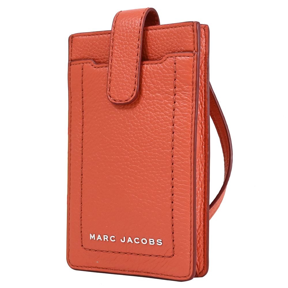 MARC JACOBS  馬克賈伯 素色皮革休閒斜背手機包.桃橘