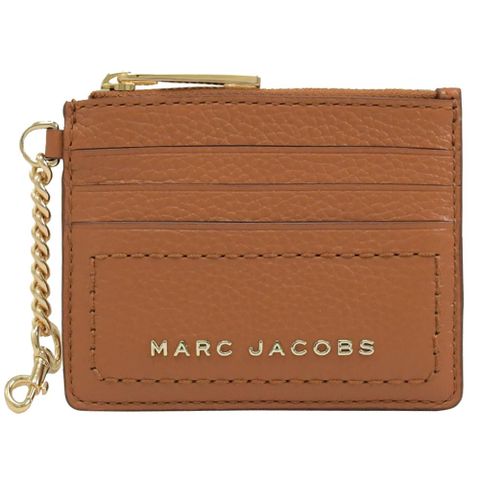 MARC JACOBS 馬克賈伯 浮雕 LOGO 卡片鑰匙零錢包.咖