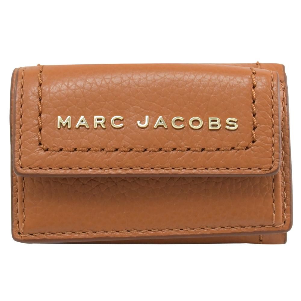 MARC JACOBS  馬克賈伯 浮雕LOGO三折扣式小短夾.咖