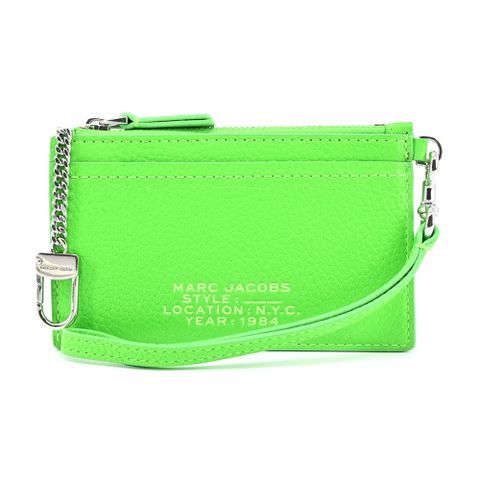 MARC JACOBS THE LEATHER ZIP壓印LOGO拉鍊鑰匙圈卡片夾/零錢包-蘋果綠