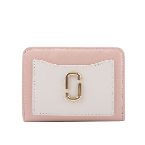 MARC JACOBS The Snapshot 防刮皮革暗釦二折撞色短夾(玫瑰粉) 2F3SMP062S07 695