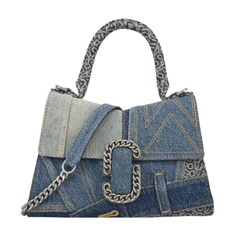 MARC JACOBS ST MARC 牛仔拼接手提/斜背鍊條包-藍