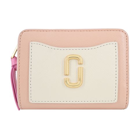 MARC JACOBS THE SNAPSHOT 防刮撞色對開拉鍊短夾-粉