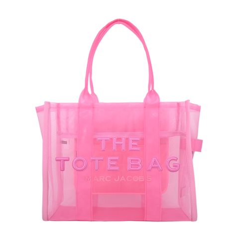 MARC JACOBS The Mesh TOTE 立體LOGO網紗透視托特包-大/糖果粉