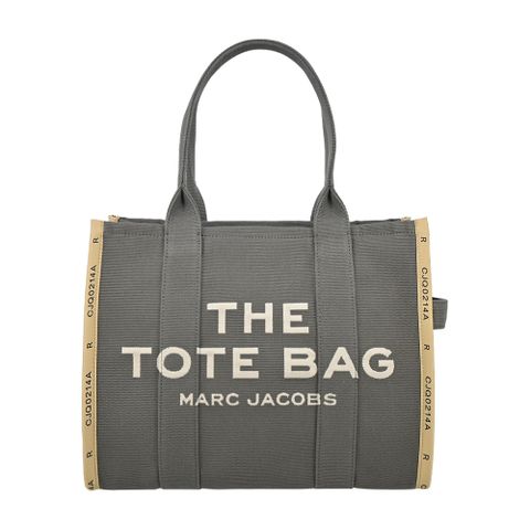 MARC JACOBS TOTE刺繡字母印花滾邊帆布托特包-大/深綠色