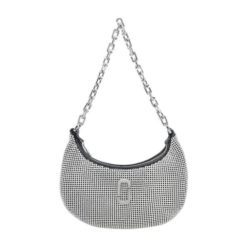 MARC JACOBS THE RHINESTONE 拉鍊水鑽鍊帶肩背包-銀色