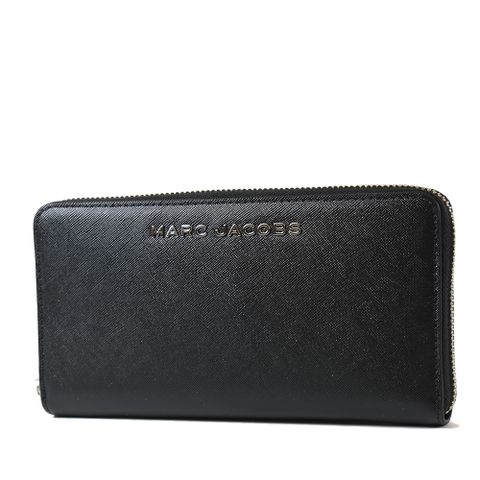 MARC JACOBS 金屬LOGO防刮十字紋拉鍊長夾-黑色