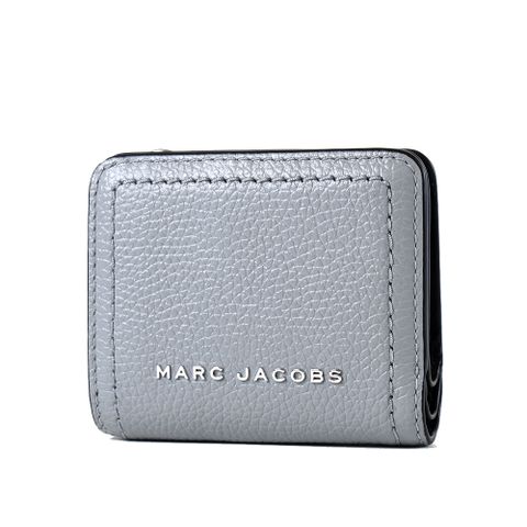 MARC JACOBS 雙色荔枝紋牛皮對開釦式短夾-黑/灰