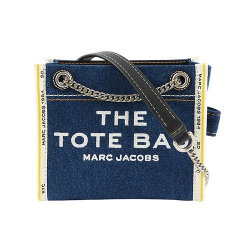 MARC JACOBS 棉質牛仔布鏈帶肩背/斜背托特包(單寧藍)