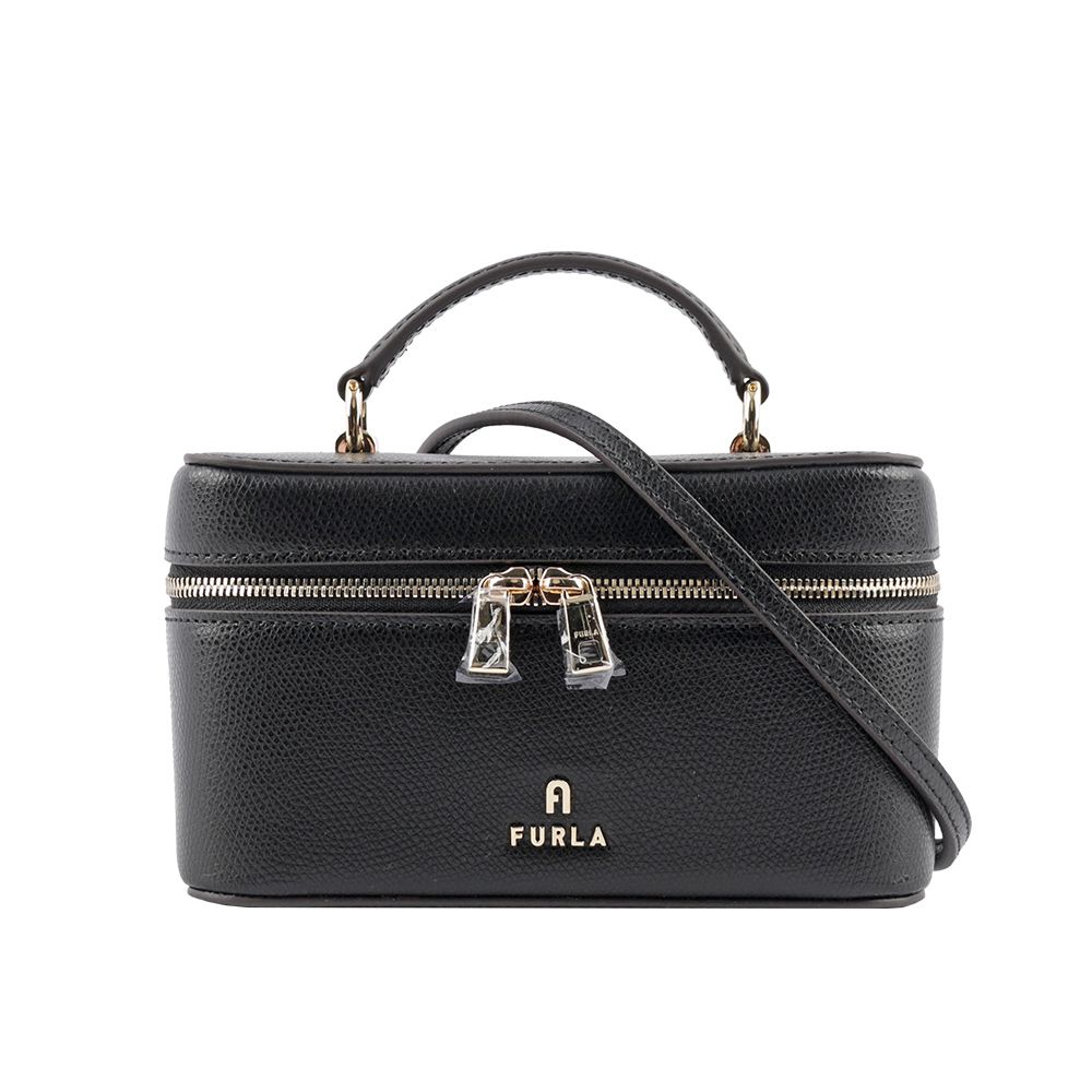 Furla  Camelia 素面皮革手提/斜背迷你化妝包(黑色) WE00361 ARE000 O6000