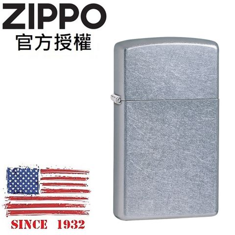 Zippo 【官方授權店】Slim Street Chrom 經典花紗(窄版)防風打火機