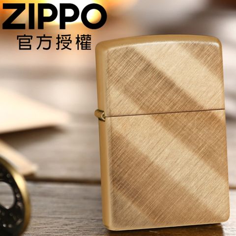 【ZIPPO官方授權店】Classic Diagonal Weave Brass 經典黃銅對角拉絲紋防風打火機