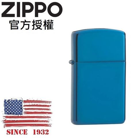 Zippo 【官方授權店】SlimR High Polish Blue 窄版藍冰(素面)防風打火機