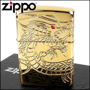 Zippo 美系~Dragon-龍紋深刻鍍金打火機(ARMOR裝甲)
